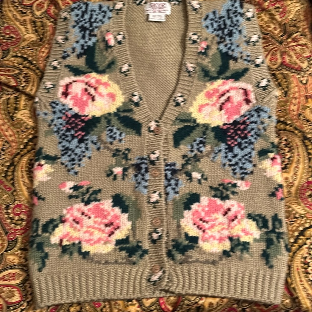 VTG 1980s SKYR Sportswear Wool Knit Sleeveless Jumper Preppy Boho Vest, Small